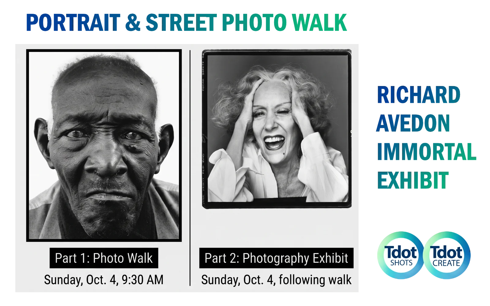 View the Richard Avedon Immortal Exhibit: Join our Portrait and Street Photography Workshop October 4, 2026