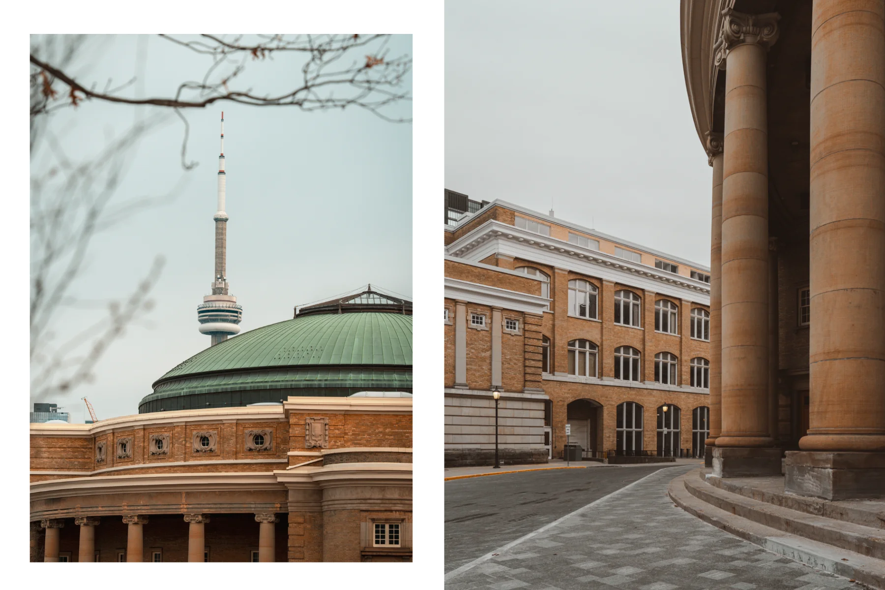 Convocation Hall and University of Toronto with CN Tower in background - by @anillien